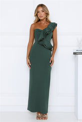 City Girl Energy One Shoulder Maxi Dress Teal