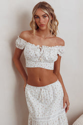 Canyon Cove Puff Sleeve Crop Top Floral Pink