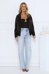 Spinning Pretty Faux Leather Jacket Black