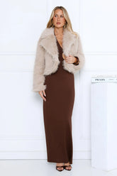 Night Spark Faux Fur Coat Beige
