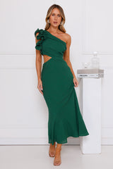 In These Moments One Shoulder Maxi Dress Green