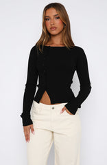 Notice Me Long Sleeve Top Black
