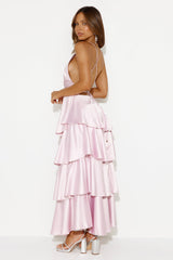 Party Of The Year Satin Maxi Dress Light Pink