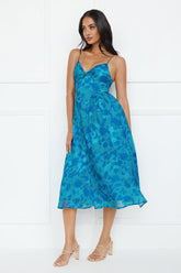 Fresh Nectar Midi Dress Blue