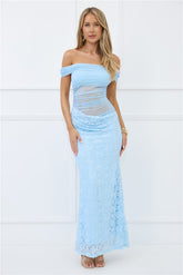 Dewy Delight Lace Maxi Dress Blue