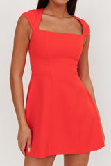 Opulent Cap Sleeve Mini Dress Red