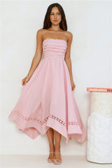 Clarissa Strapless Midi Dress Pink