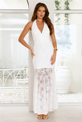 Enchanted Romance Halter Lace Maxi Dress White