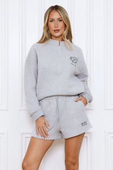 BASE Half Zip Emblem Sweatshirt Grey Marle