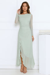 Darling At Dusk Long Sleeve Maxi Dress Sage