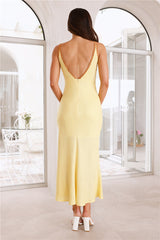 Country Summer Linen Blend Maxi Dress Yellow