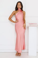 Kissed By Moonlight Satin Maxi Dress Pink