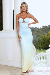 Poetic Glow Strapless Maxi Dress Ocean