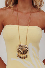 Palawan Long Shell Pendant Necklace Gold