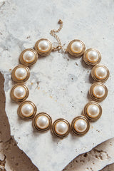 Chelsea Pearl Circle Necklace Gold/Pearl