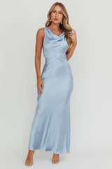 Moon Glow Cowl Neck Maxi Dress Blue