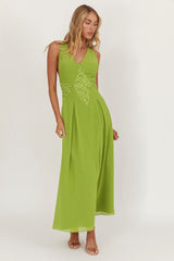 Wildflower Sun Applique Insert Maxi Dress Green