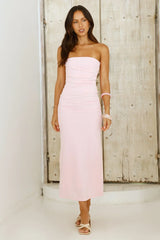 Becky Strapless Midi Pink