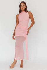 Girl's Night Waist Sash Maxi Dress Pink