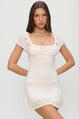 Lover Crochet Knit Mini Dress - White