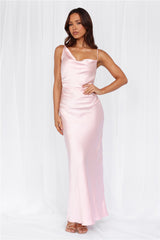 The Madeline Cowl Satin Maxi Dress Pink
