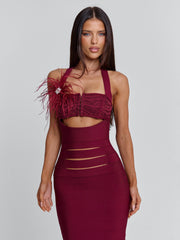 Lunabelle Burgundy Midi Dress