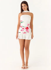 Manon Scarf Mini Dress White