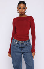 Only For Tonight Long Sleeve Top Wine