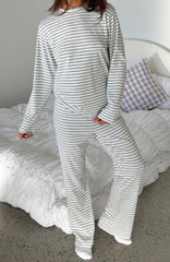 Slow Life Pyjama Pants Grey/White Stripe