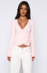 Cater To You Long Sleeve Top Baby Pink
