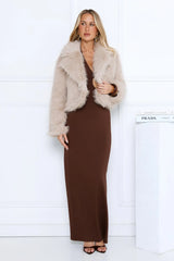 Night Spark Faux Fur Coat Beige