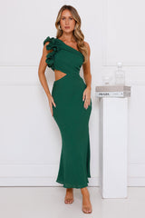 In These Moments One Shoulder Maxi Dress Green