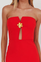 Sonrisa Strapless Cut-Out Maxi Dress Red