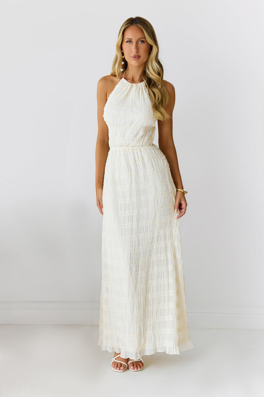 Sultry Samba Halter Maxi Dress Cream