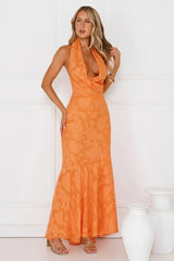 Garden Gems Halter Maxi Dress Orange