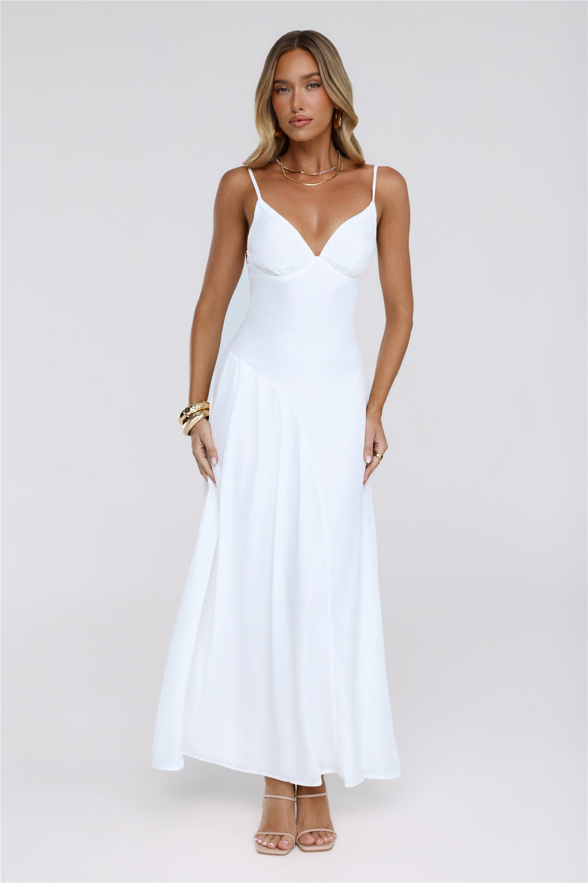 Gilded Whisper Maxi Dress White
