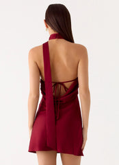 Keena Scarf Mini Dress Burgundy
