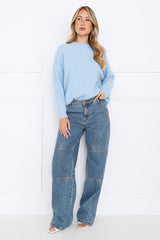 Winter Escape Knit Sweater Blue