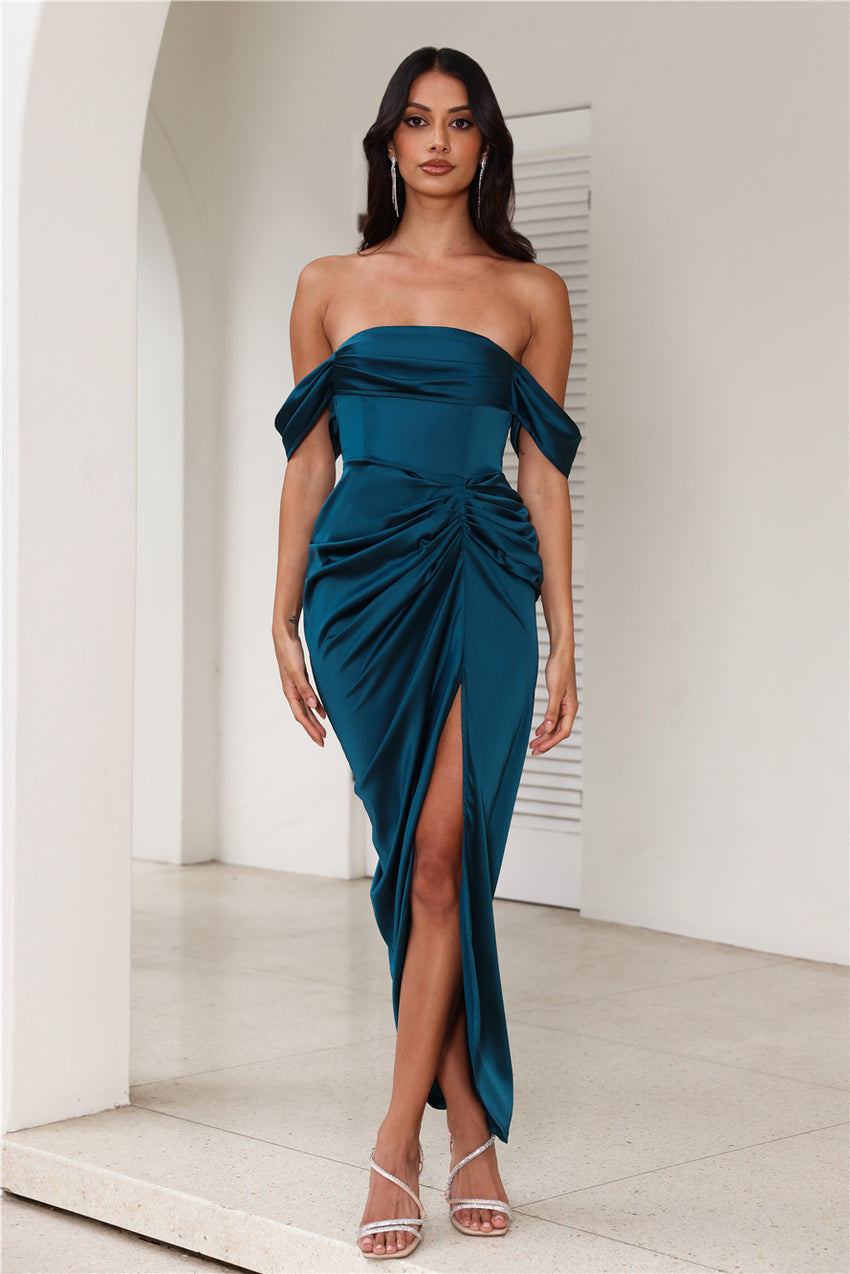DEAR EMILIA Be Seen Midi Dress Teal