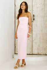 Becky Strapless Midi Pink