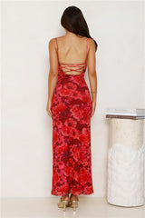 Fabulous Details Mesh Maxi Dress Red