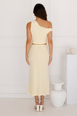 Downtown Dreamscape Mesh Midi Skirt Yellow