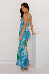 More To Make Mesh Maxi Dress Blue