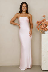The Seraphina Strapless Satin Maxi Dress Pink
