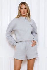 BASE Half Zip Emblem Sweatshirt Grey Marle