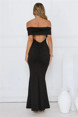 Vibe On Point Off Shoulder Maxi Dress Black