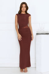 Glow Getter Hour Mesh Maxi Dress Brown