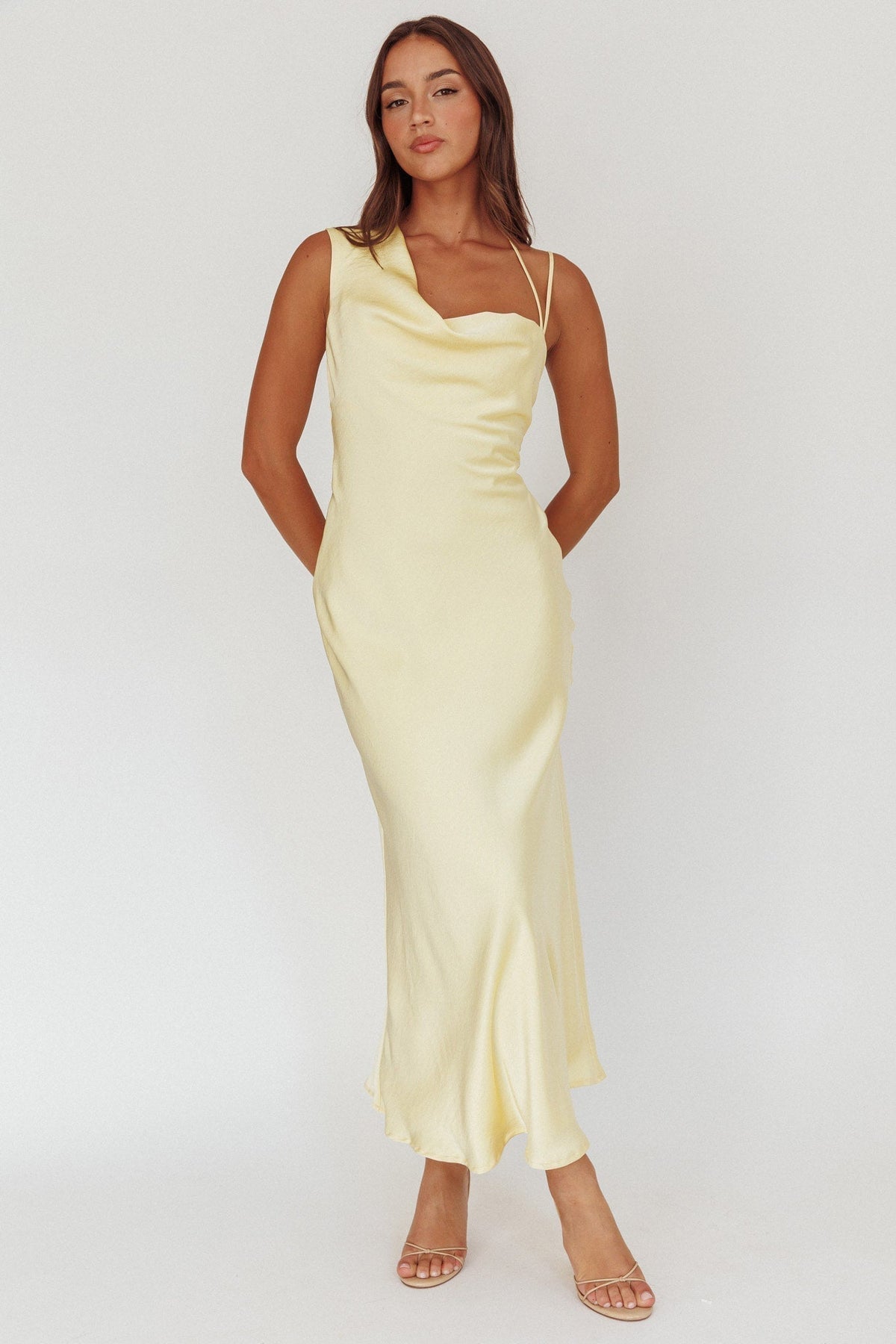 Eros Asymmetric Cowl Neck Maxi Dress Butter