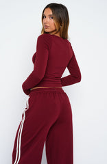 Found You Out Long Sleeve Top Burgundy