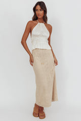 Days Away Crochet Lace Maxi Skirt Sand